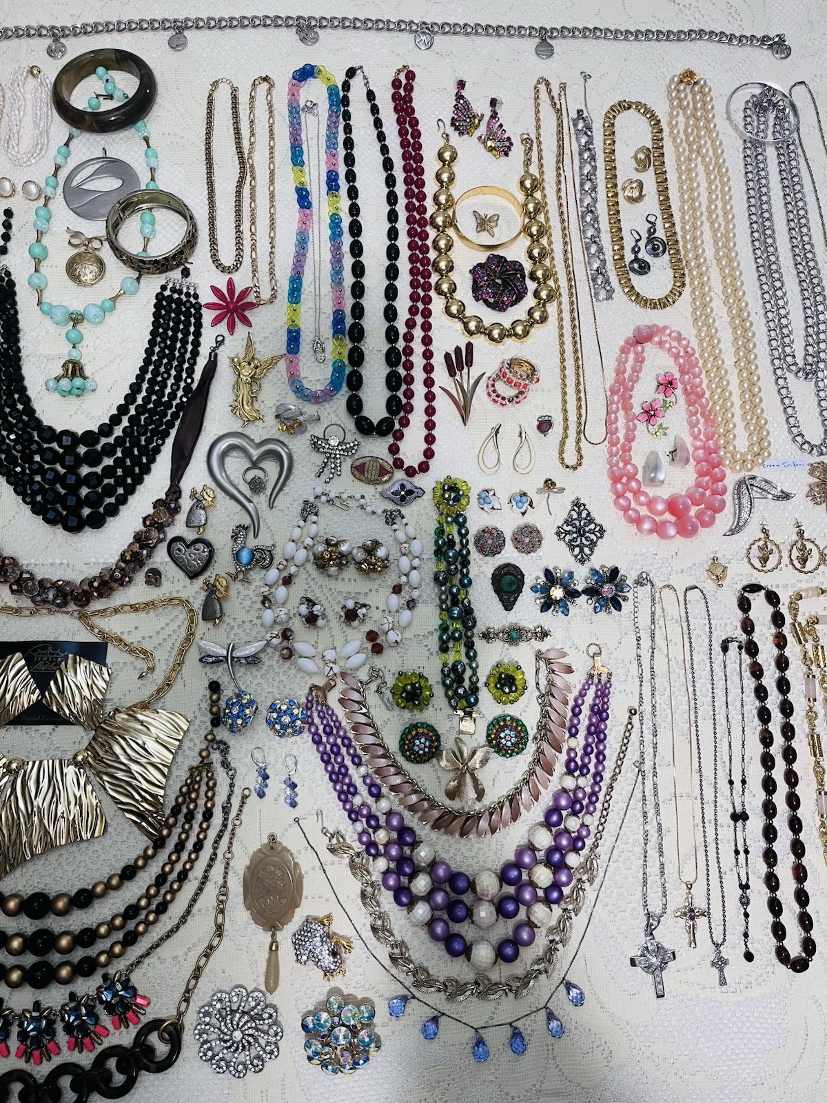 Mixed Lot Vintage Costume Rhinestone Jewelry Mod Retro Trifari Monet Renior