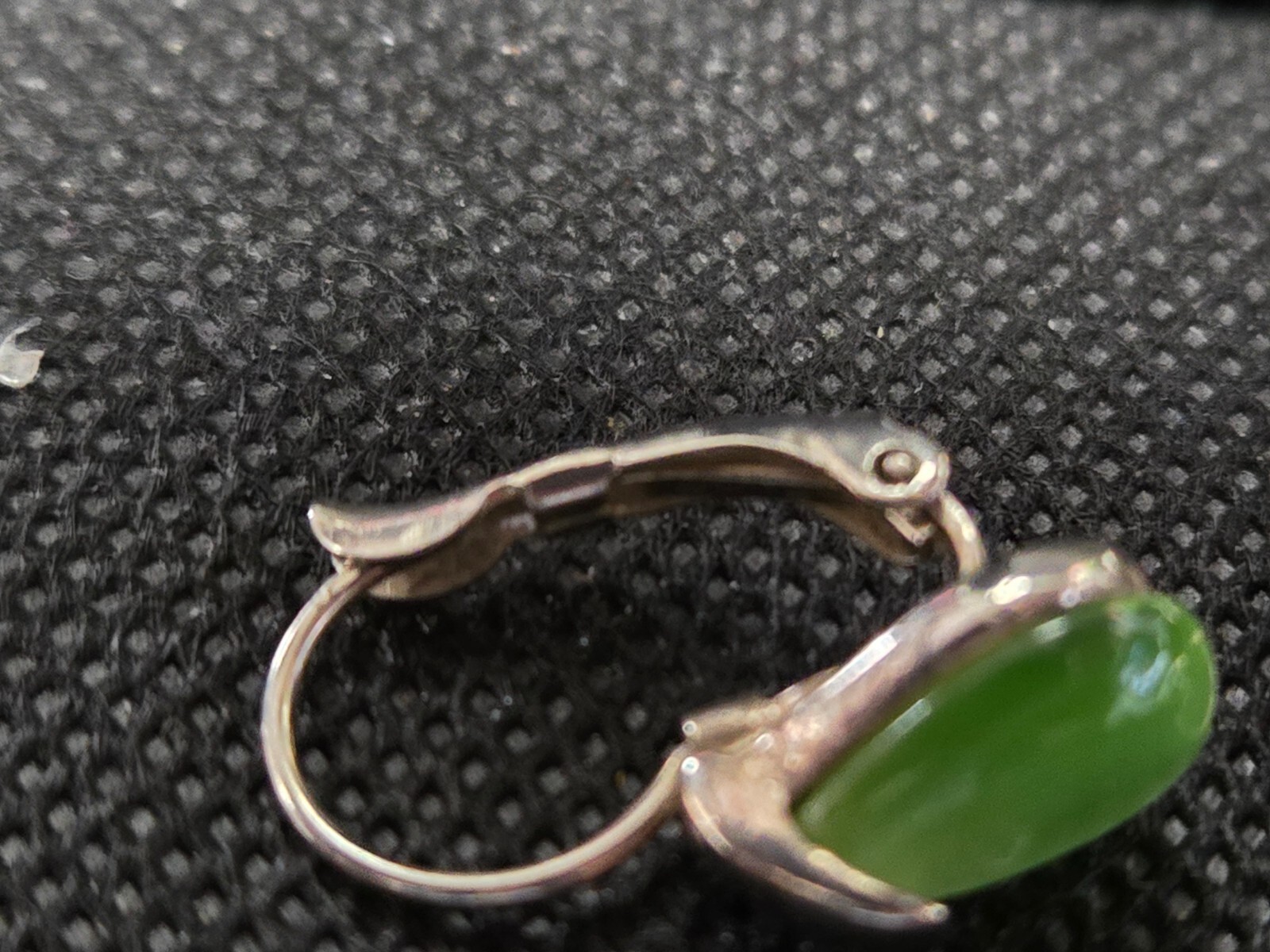 Clip on Vintage Green Cat Eye Stone and Slver Tone Stone is a Beautiful Teardrop