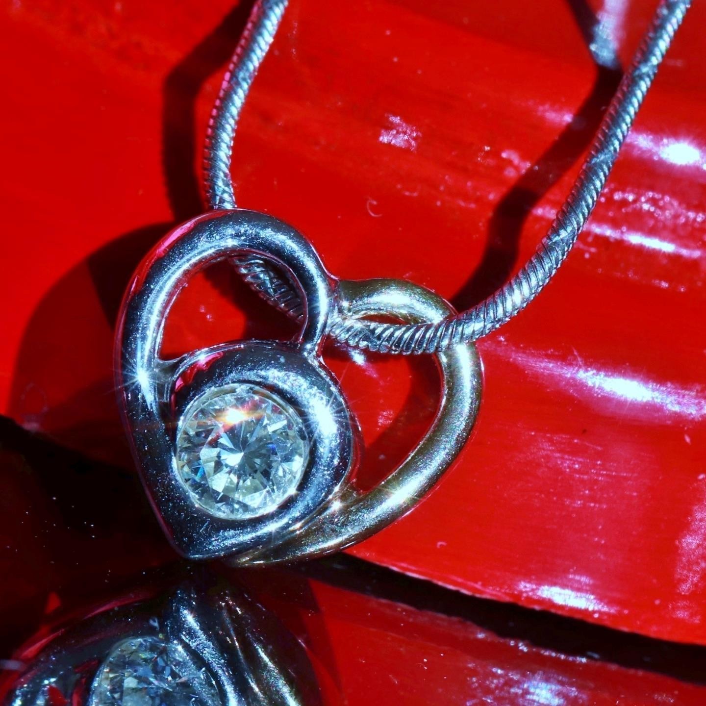 14k multi tone gold pendant 0.35ct natural diamond heart 18.0″ necklace 5.38gr