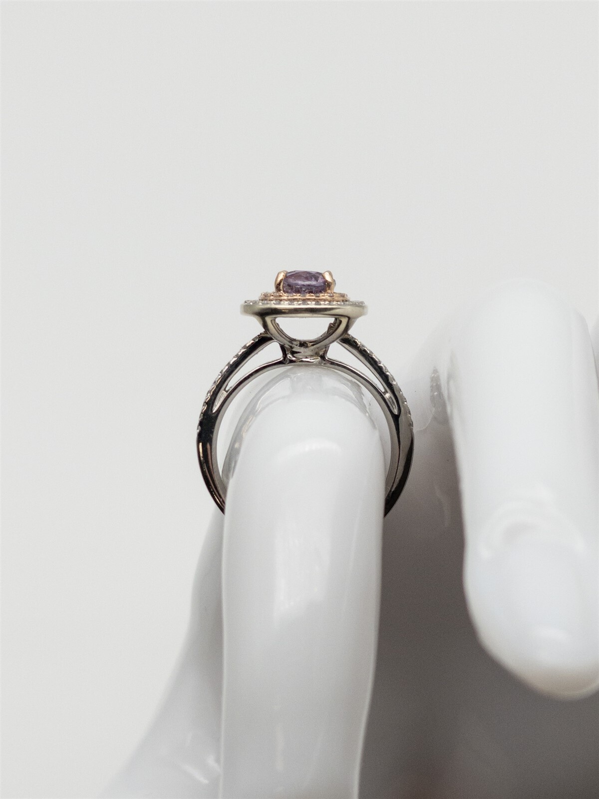 $6000 2.25ct No Heat Purple Pink Sapphire VS G Diamond 14k White Gold HALO Ring