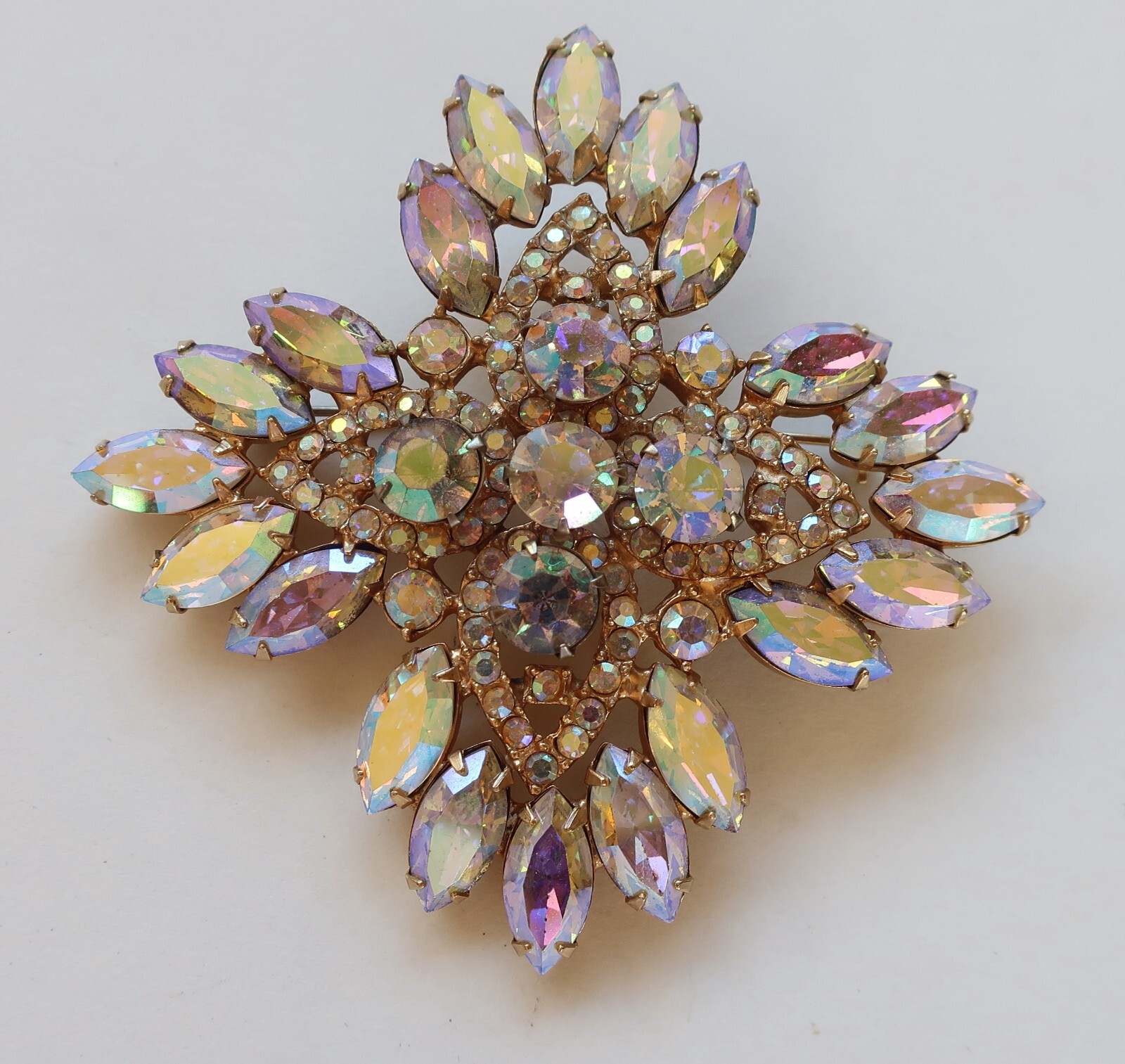 RARE DeLizza and Elster, Juliana, Aurora Borealis Brooch, Bracelet and Earrings