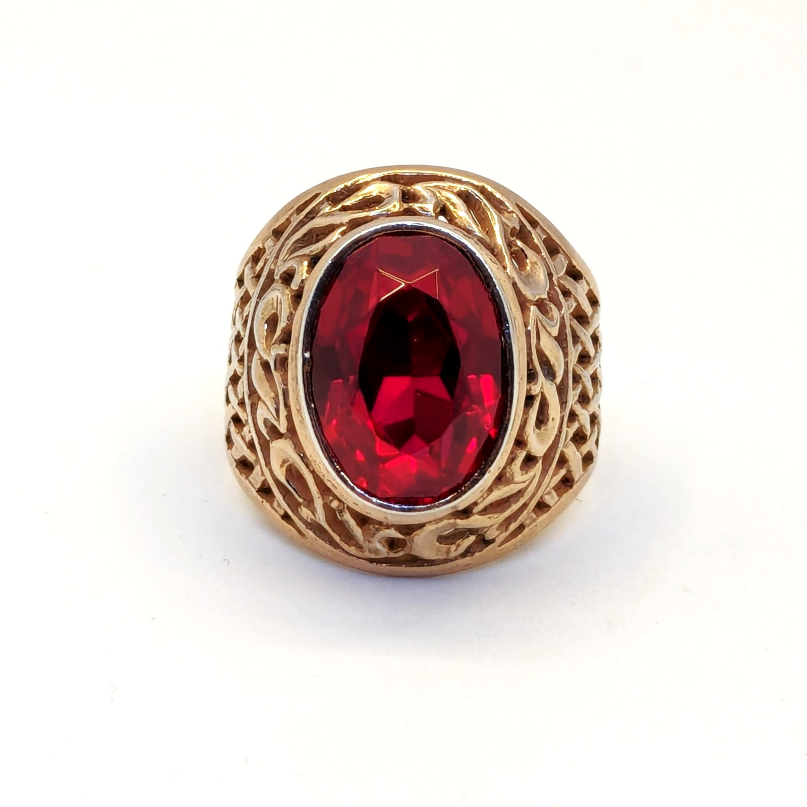 Vintage Soviet RING Silver⭐875 stamp Star USSR with Large Ruby -8US (18.5mm)| #8