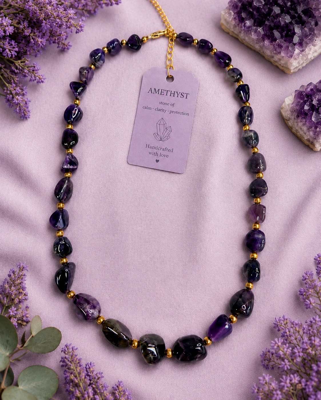 STAUER 200-Carat Luscco Amethyst Necklace With Gold Accents -Woman Jewelry