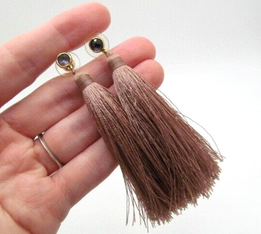 Vintage Sugarfix Facet Purple & Mauve Pink Tassel Threaded Long Earrings