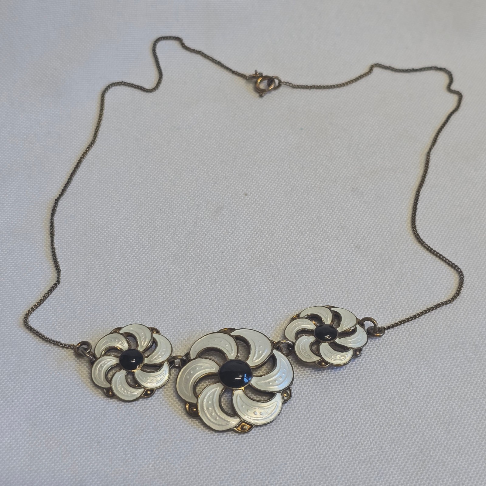 Vtg Sterling Silver Gold Wash Floral Necklace 11.17g Fine Jewelry 16.75″ Chain