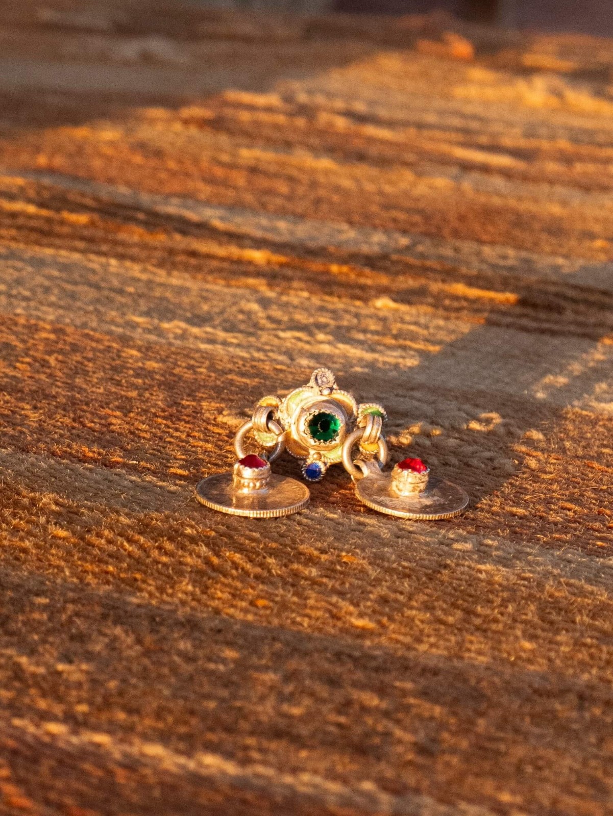Vintage Berber/Atlas Moroccan Sterling Silver Coin Ring with Gems