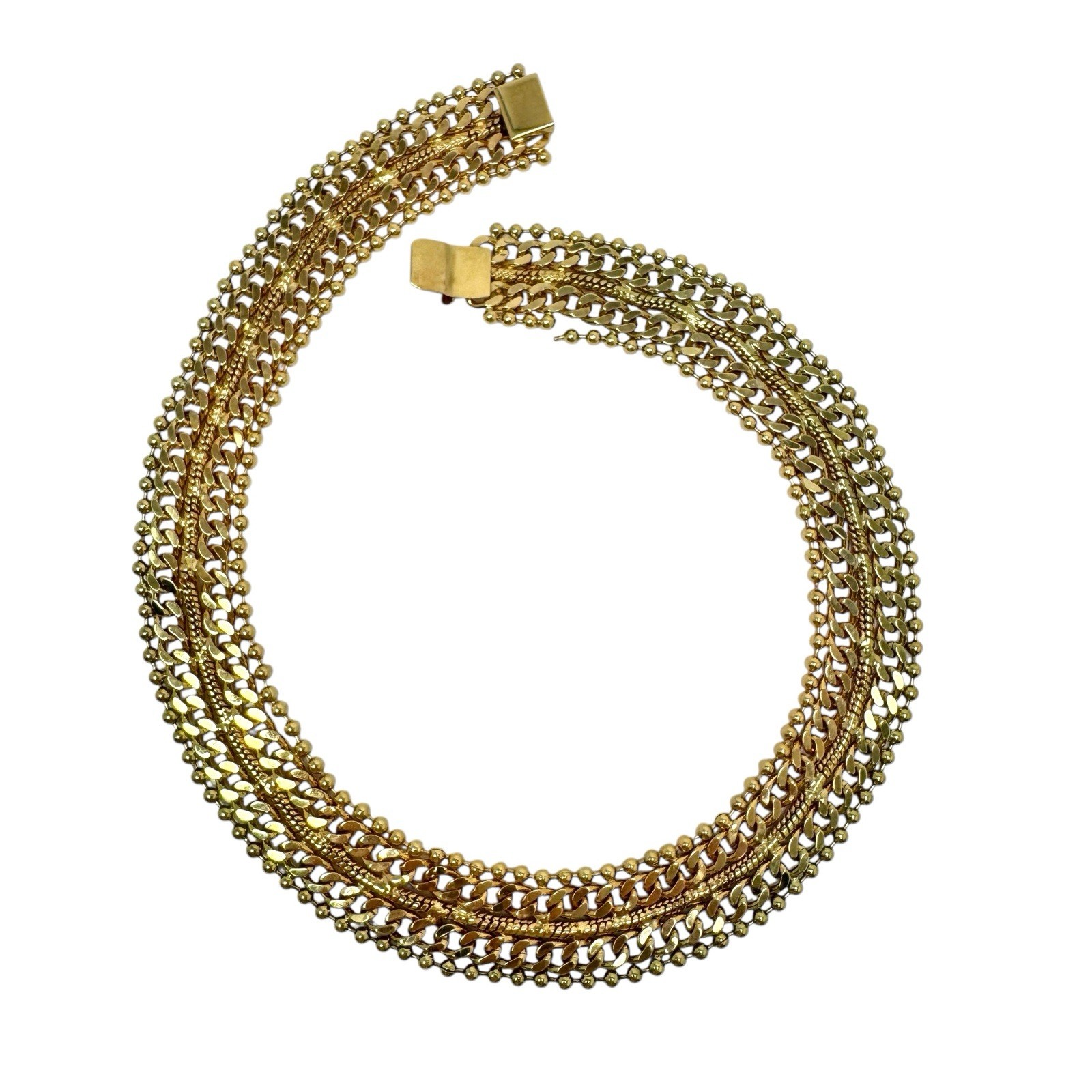 Vintage Gold Tone Cleopatra Necklace Multi Chain Styles Statement 18”
