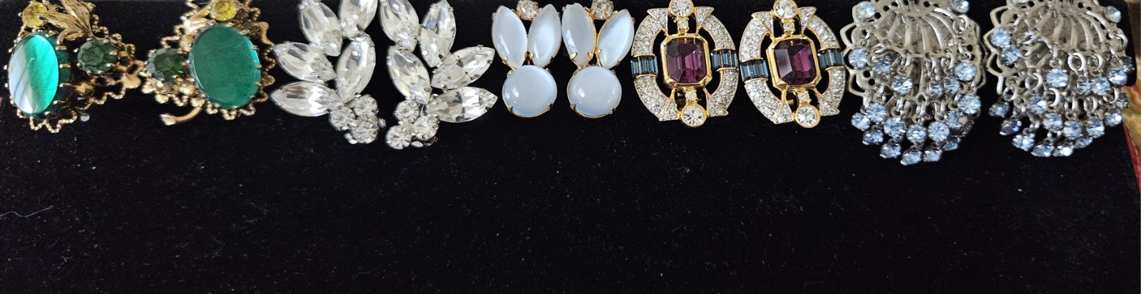 Stunning Lot Clip-On & Screwback Rhinestone Earrings High Quality 50s-80s