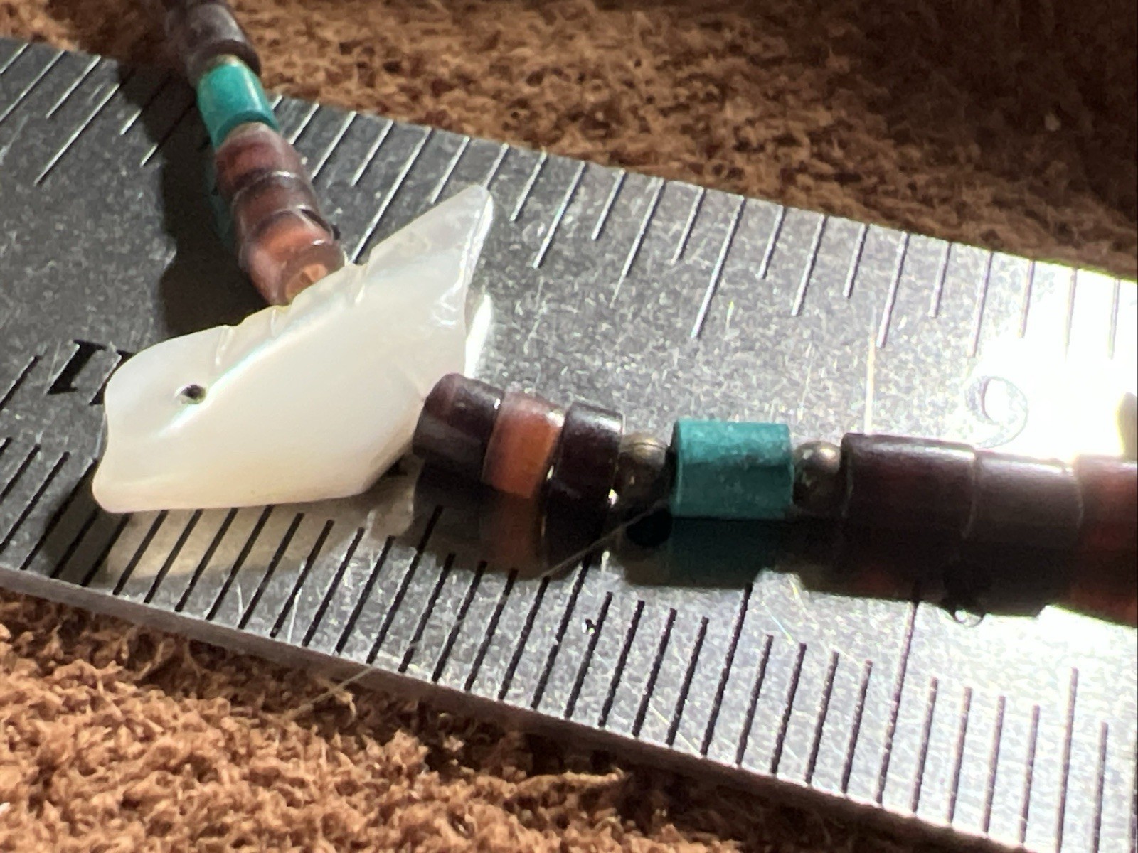 Native American Choker Necklace ~ MOP Bird Fetish Heishi Turquoise ~ 15.5” 7.6g