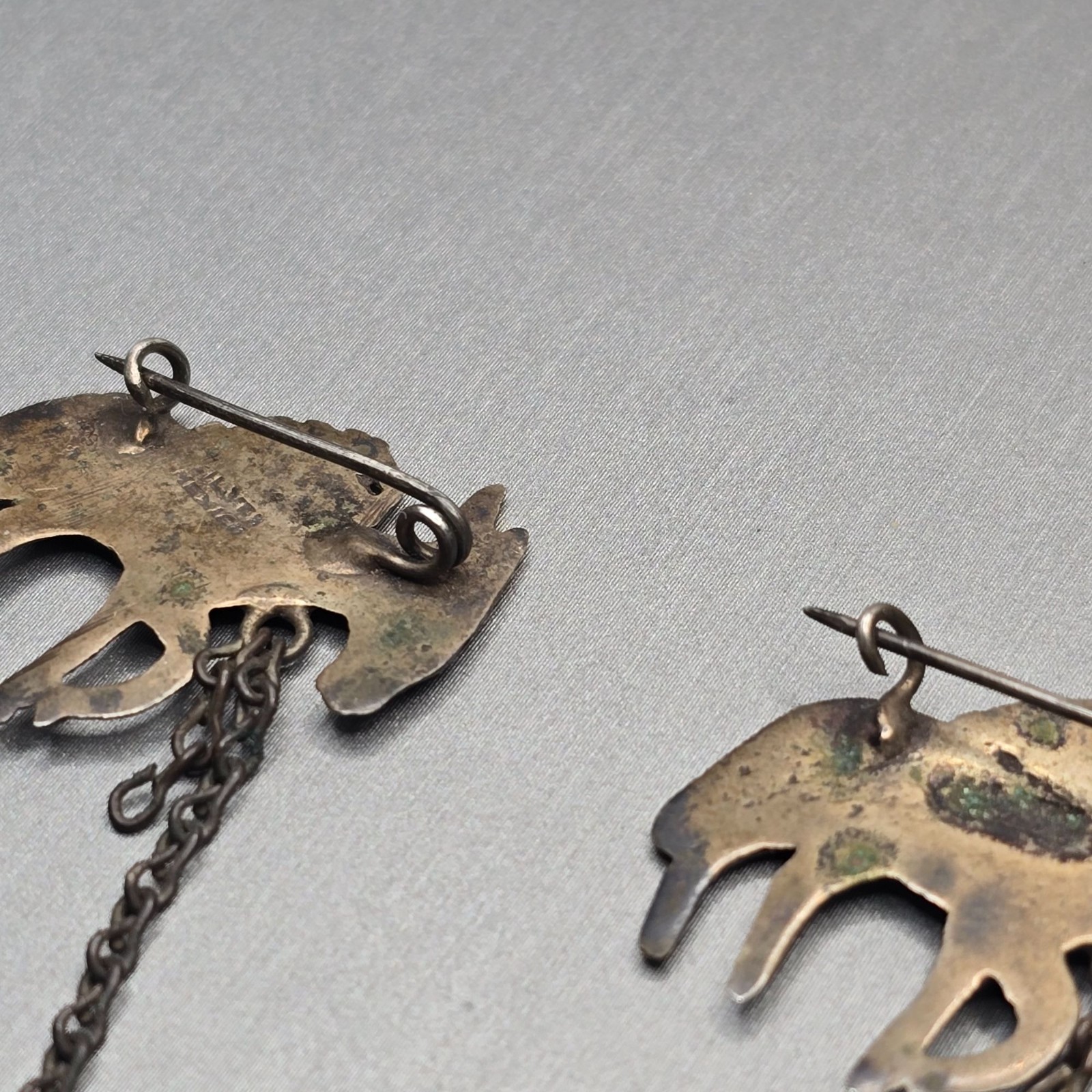 VTG Los Castillo Silver Donkey Brooch Partial 2 Mule Pin Mexico