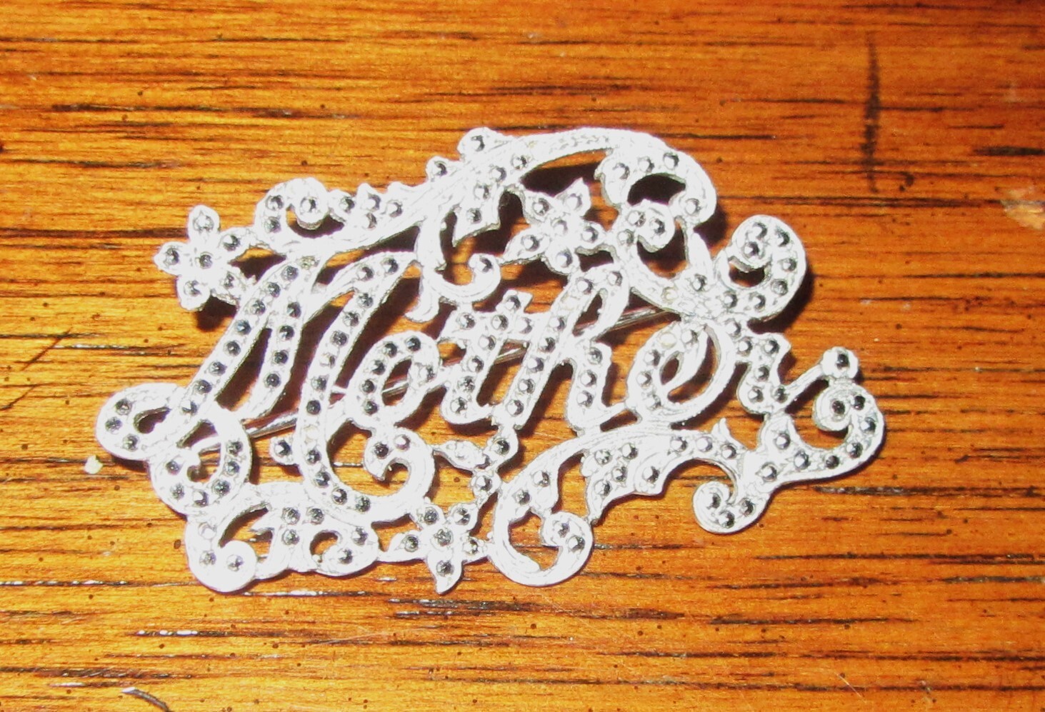 STERLING SLVER MARCASITE “MOTHER” PIN BROOCH VINTAGE w BOX; 2″ x 1.25″