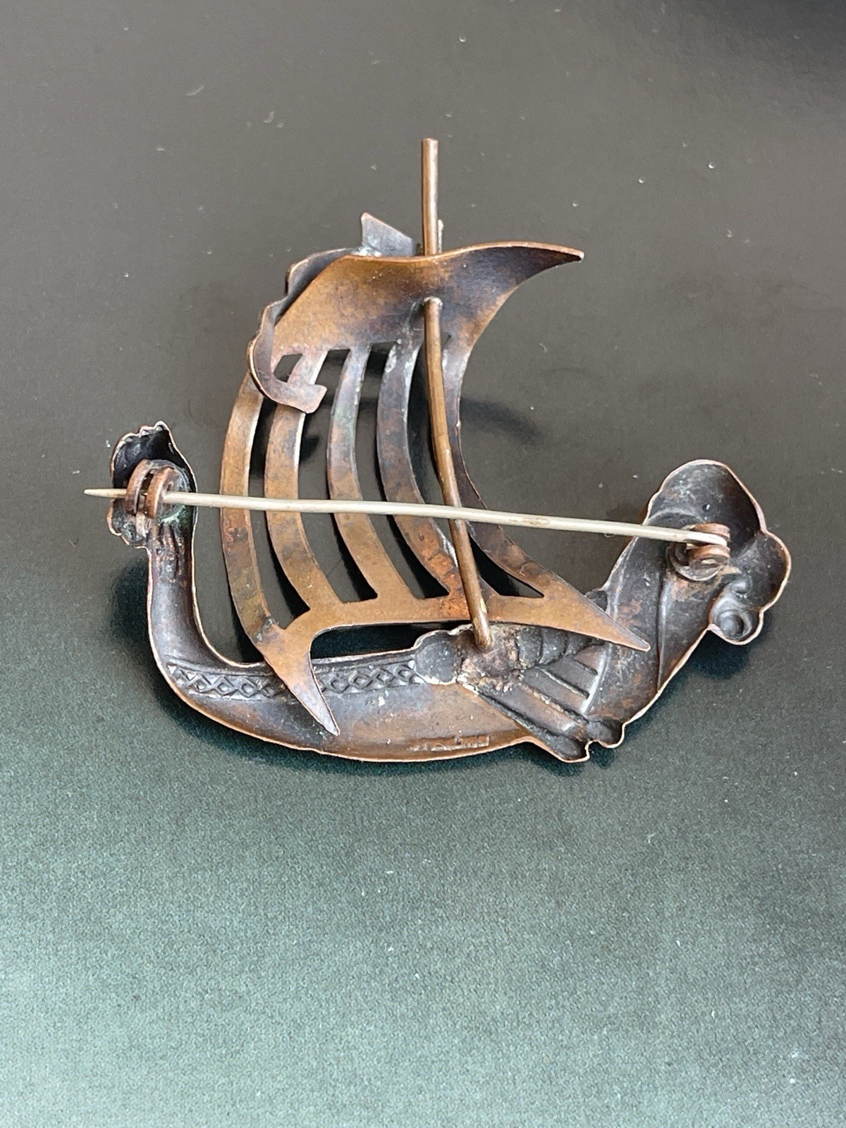Vintage Sterling Silver Viking Ship Brooch Scandinavian Drakkar Pin