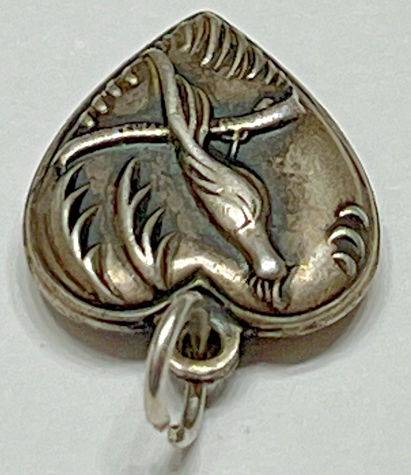 Sterling Silver Heart Charm Pendant Bird Parrot Vintage Antique Puffy 925 US