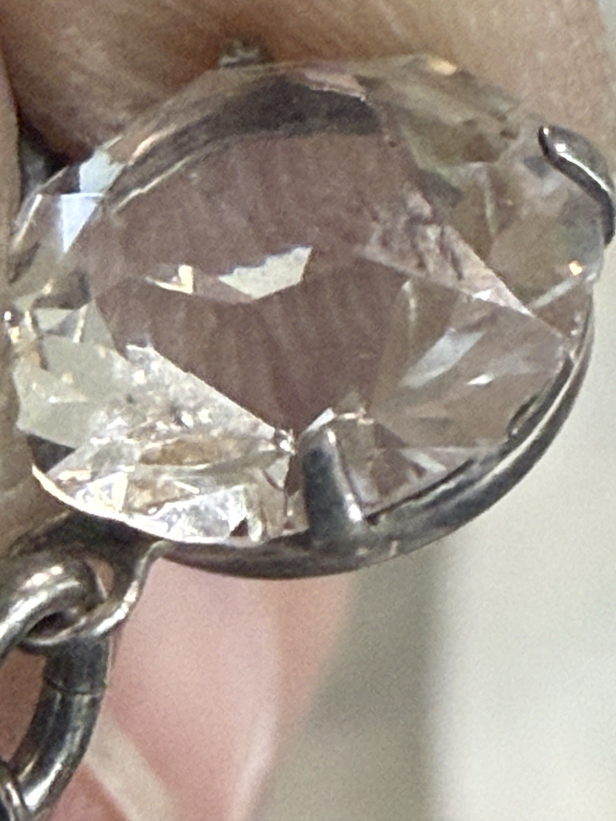 Antique Art Deco Hand-Faceted Natural Rock Crystal Sterling Rivière Necklace 15