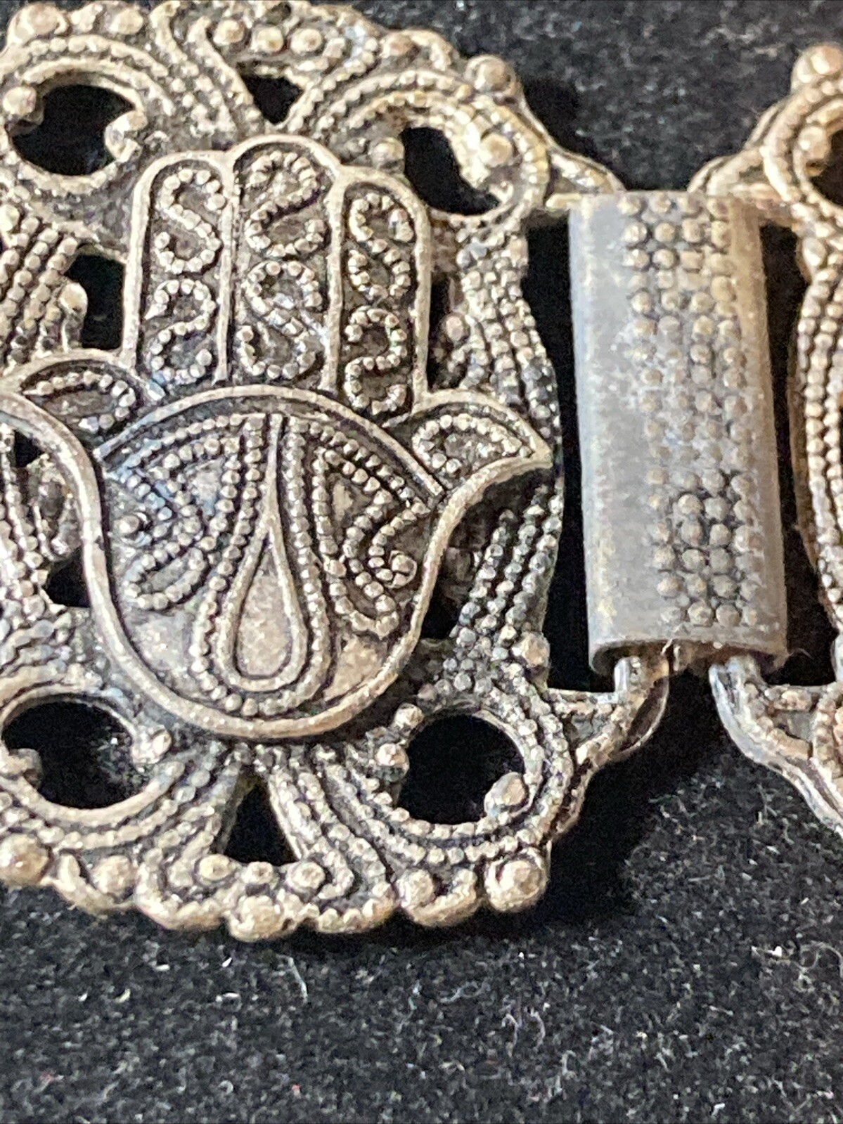 Signed SOUVENIR DE MAROC Bracelet Morocco Camels Sword Hand filigree 7.25″ wrist
