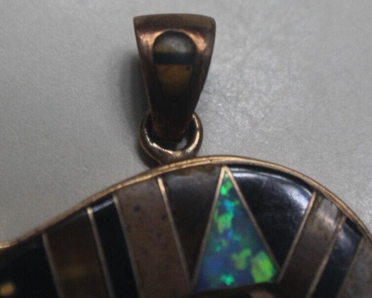 Wonderful DP Bronze and Multi-Stone Inlay Bear Pendant