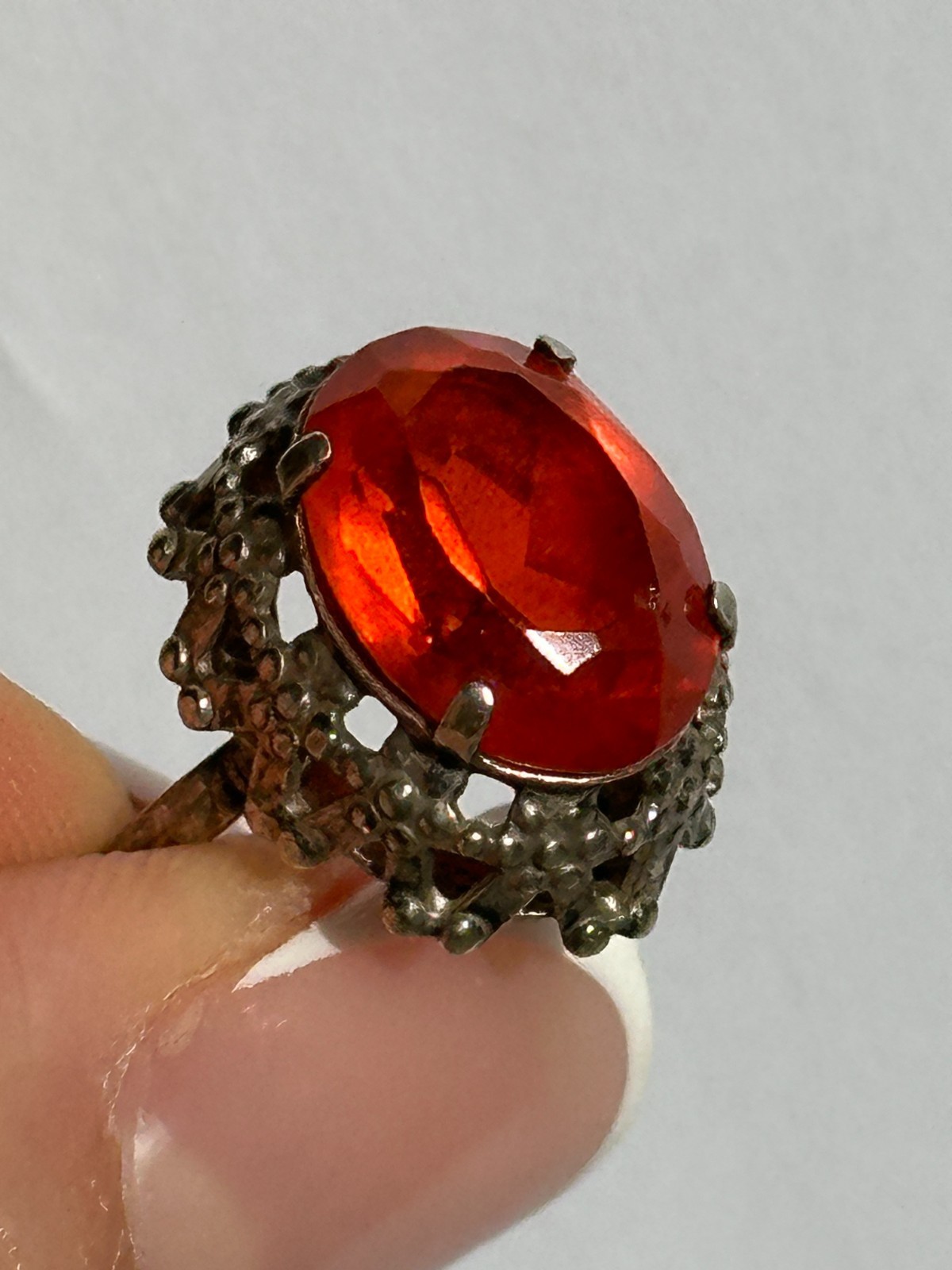 vintage woman RING soviet SILVER 875 star “Sudarushka” girl openwork crown USSR