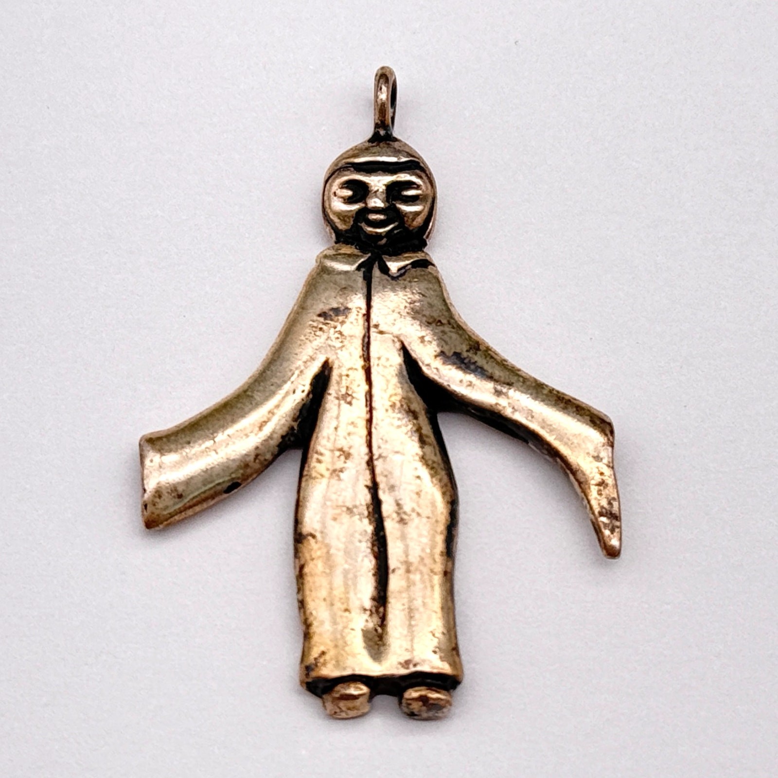 Vintage Figural Folk Art Person Silver Pendant