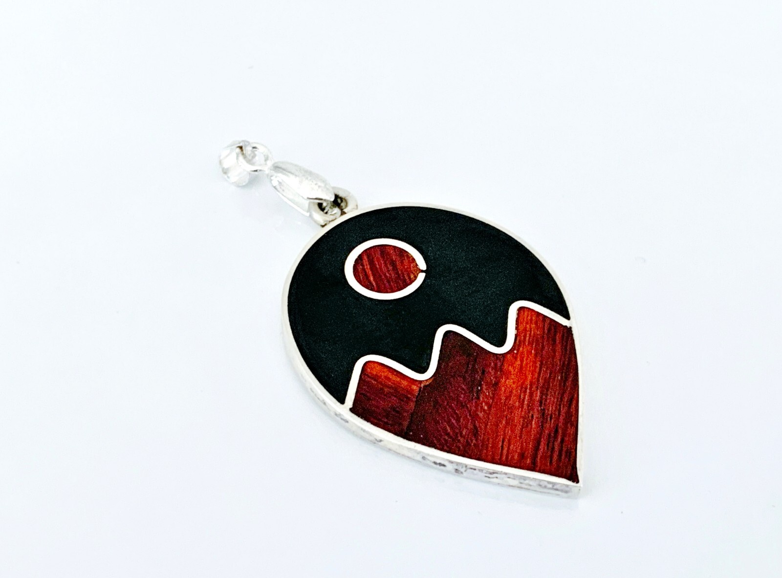 Vintage Modernist Sterling Pendant Silver 925 Onyx Artisan Bold