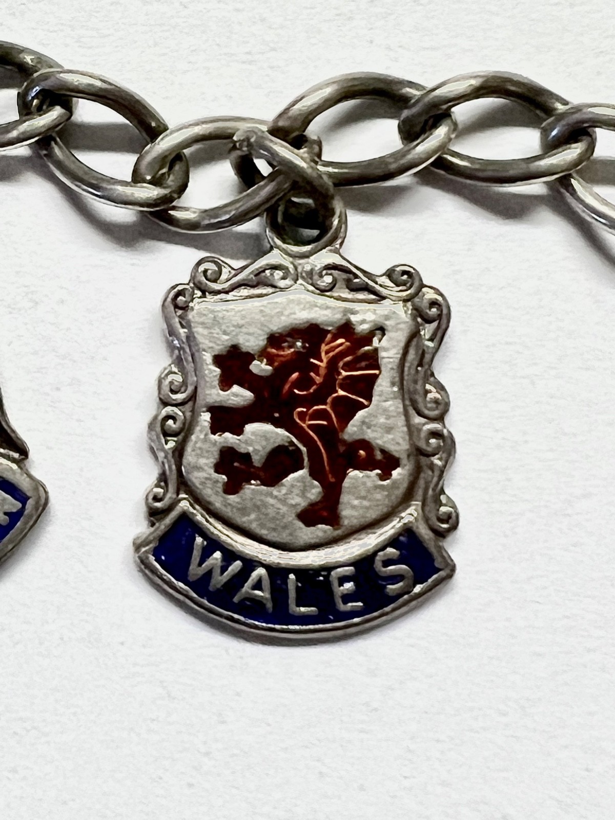 Vintage sterling charm bracelet w/ 14 silver & enameled charms – United Kingdom