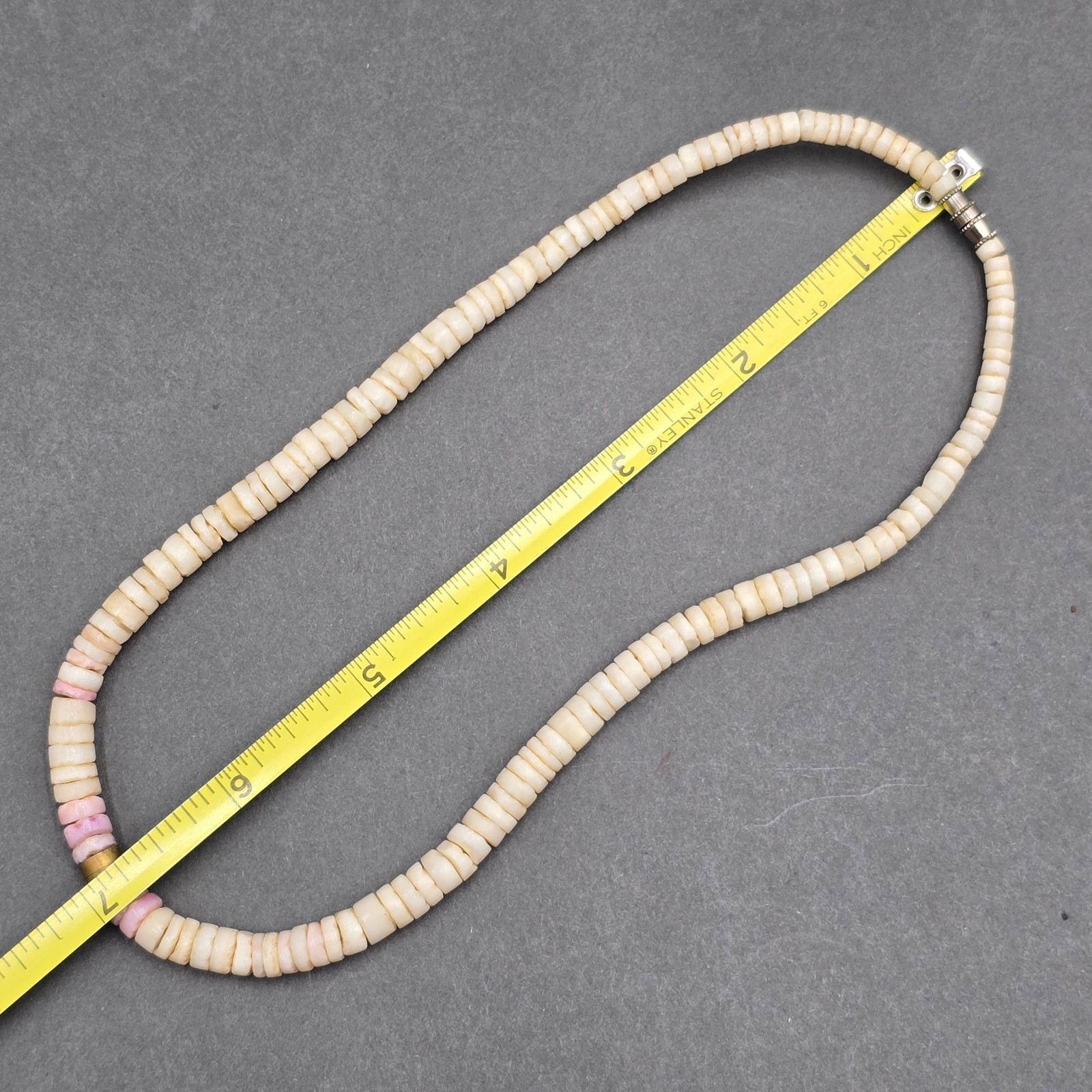 Vintage White Pink Puka Shell Choker Necklace 14″ Surfer Boho Authentic