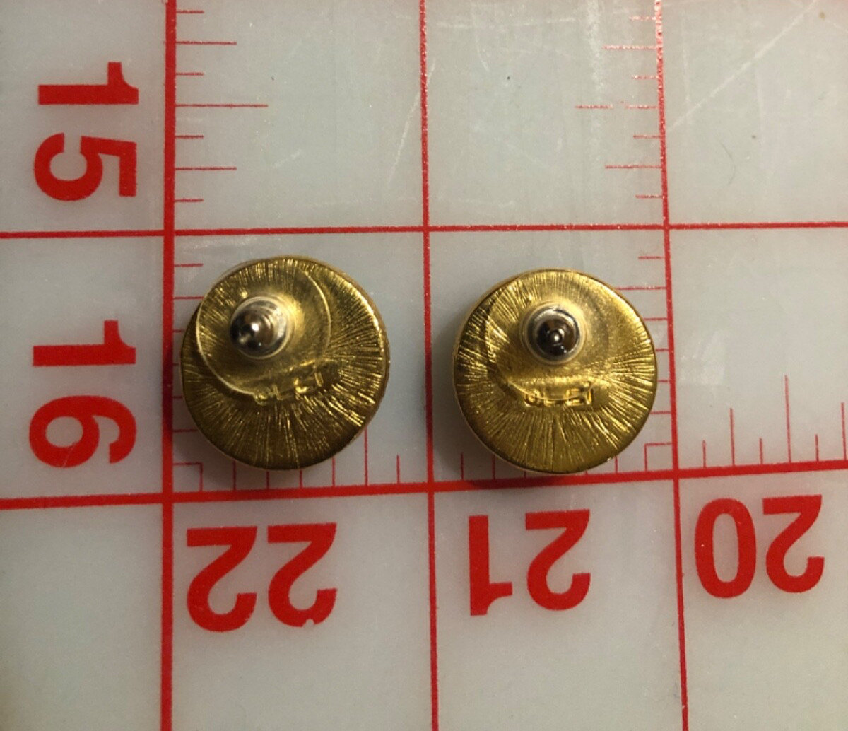 Liz Claiborne Gold Tone Earrings with Brown Cabochon Center