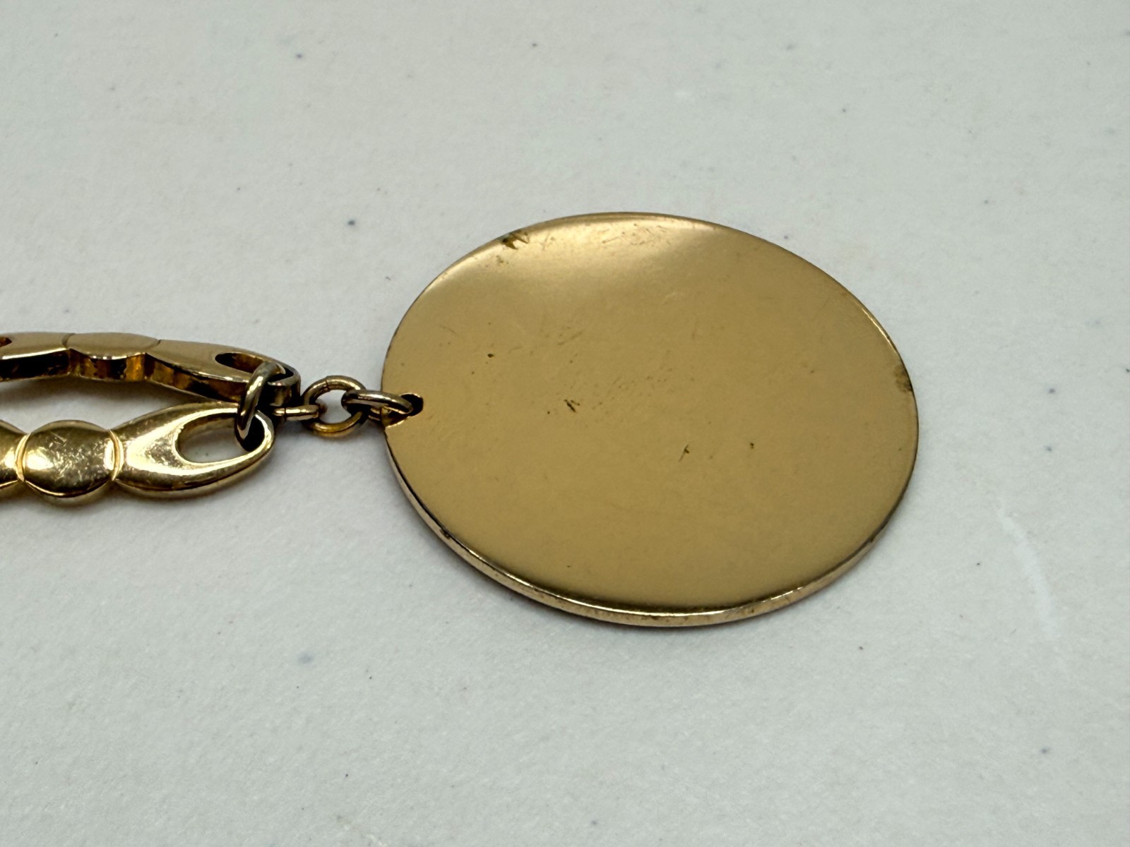 Vintage Signed Monet Round Pendant Necklace Gold Tone Choker 13-16 inch Chain