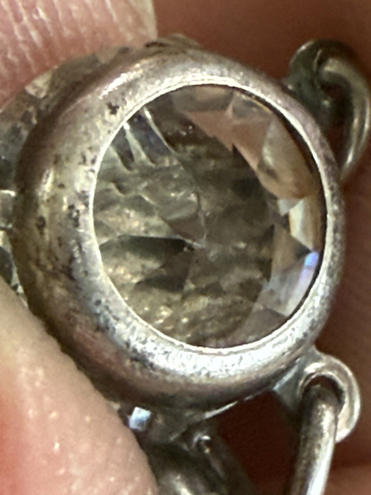 Antique Art Deco Hand-Faceted Natural Rock Crystal Sterling Rivière Necklace 15