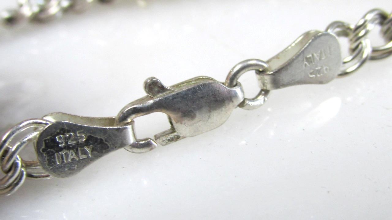 Sterling Silver Double Curb Link Bracelet w/ 8 Charms ~ 6-3/4″ ~ 19g ~ 6-K463