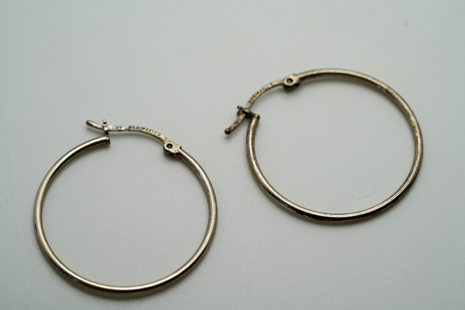 Vintage Classic Sterling Silver Hoop Earrings 3.2cm JB45