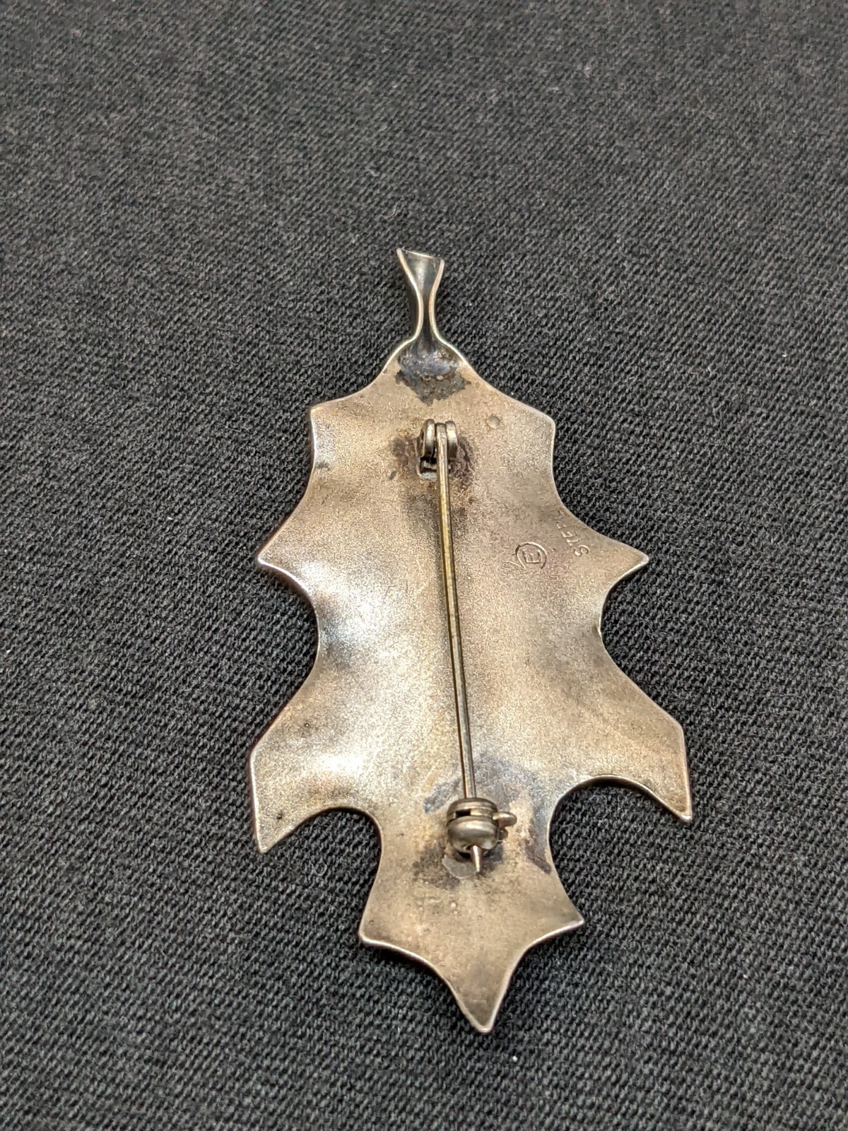 Vtg Sterling Silver Oak Leaf Brooch Pin Signed Mid Century Nature Jewelry