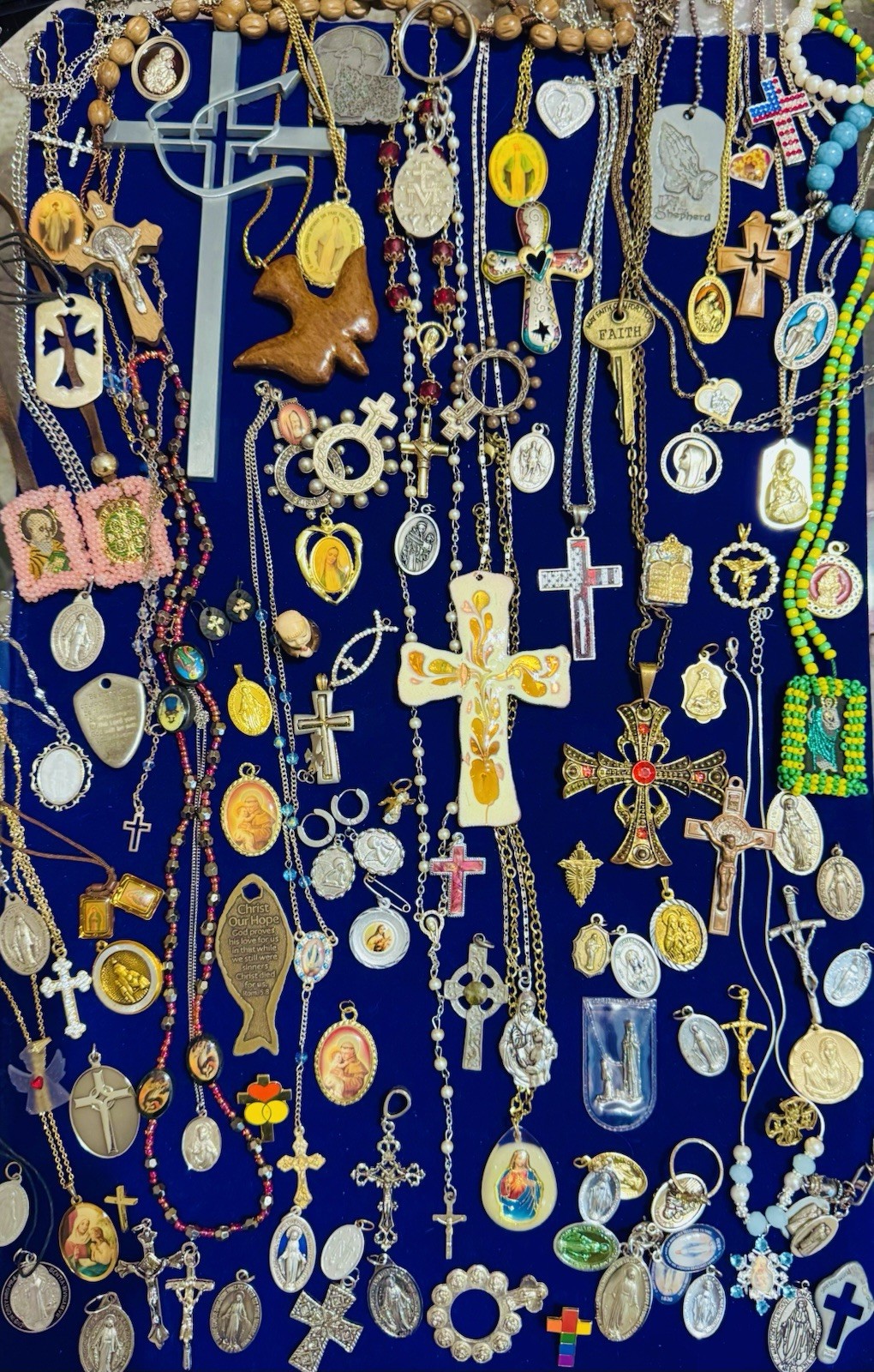 Vintage Modern Religious Cross Necklace Jewelry Lot 120+ Italy Germany Bethlehem