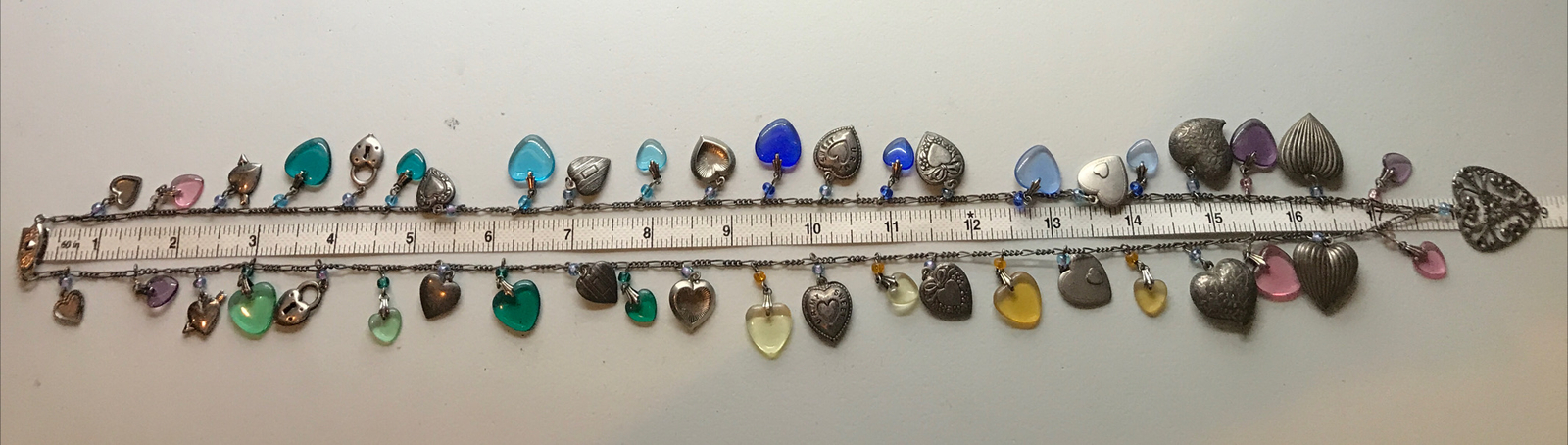 Vintage Glass Works Studio Glass & Silver Charms in Multi Colors Necklace 23