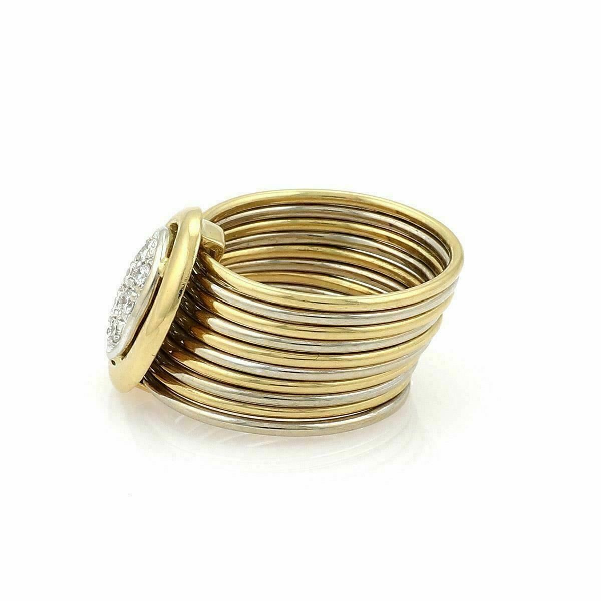 Damiani Diamond 18k Two Tone Gold Ten Stack Wire Band Ring – Size 6