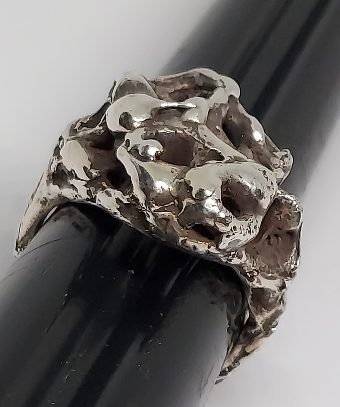 Vintage Brutalist Modernist RING Sterling Silver Handmade size 7.5