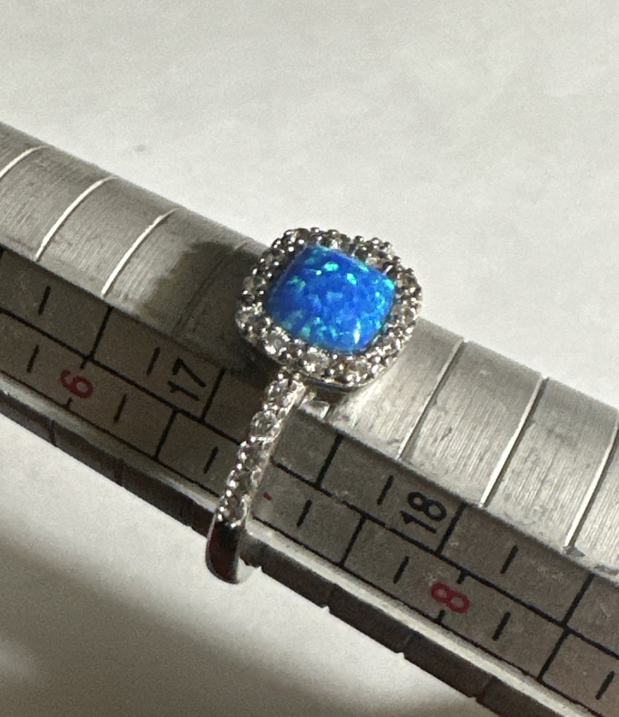 Sterling Silver Signed PAJ 925 CN Blue Opal Ring Size 7