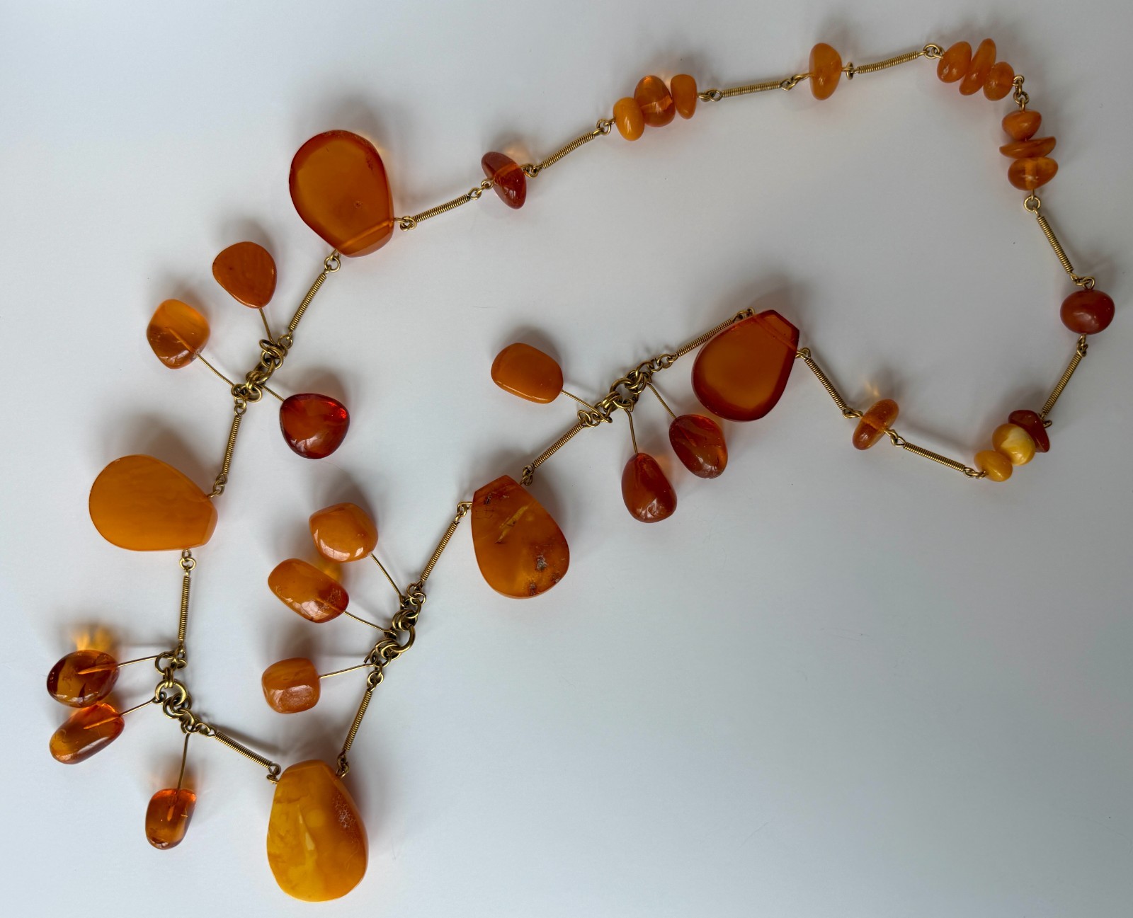 GORG Vintage Natural Egg Yolk Honey Cognac Baltic Amber Necklace 28″ EXC COND