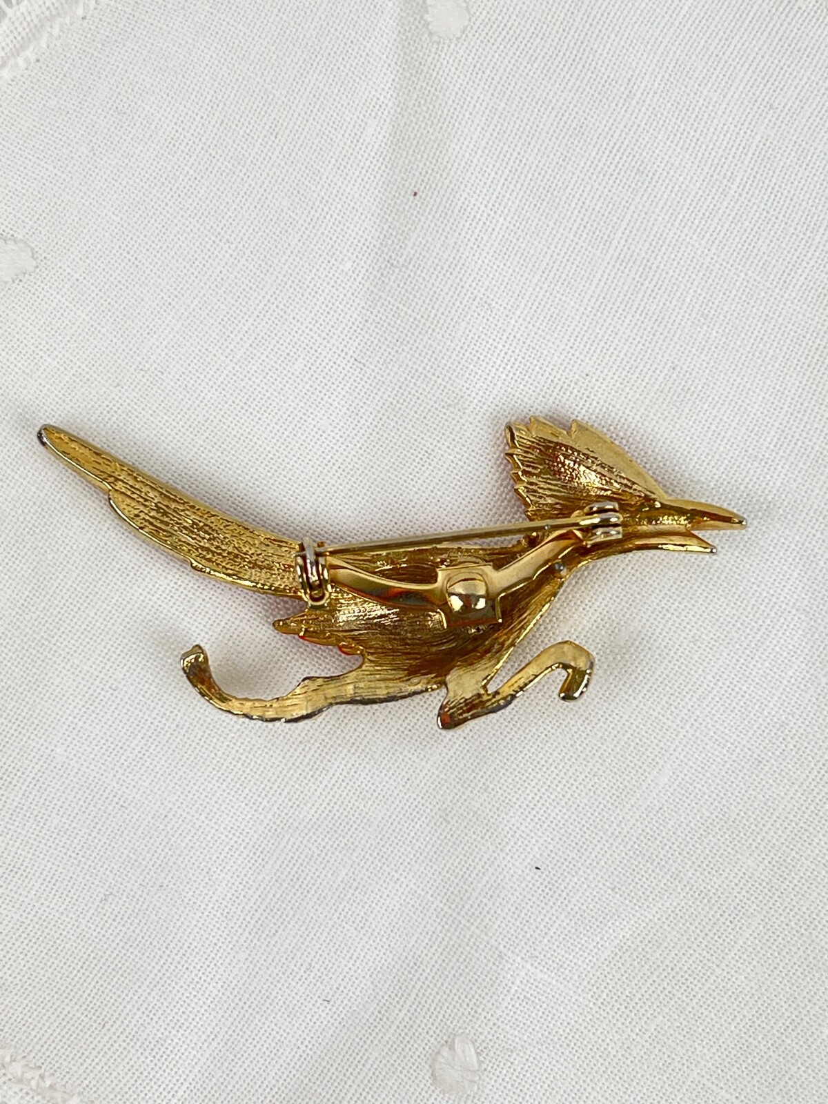 Lot of 3 Gold Tone Bird Brooches Pins Jelly Belly Rhinestones Red Orange Cream