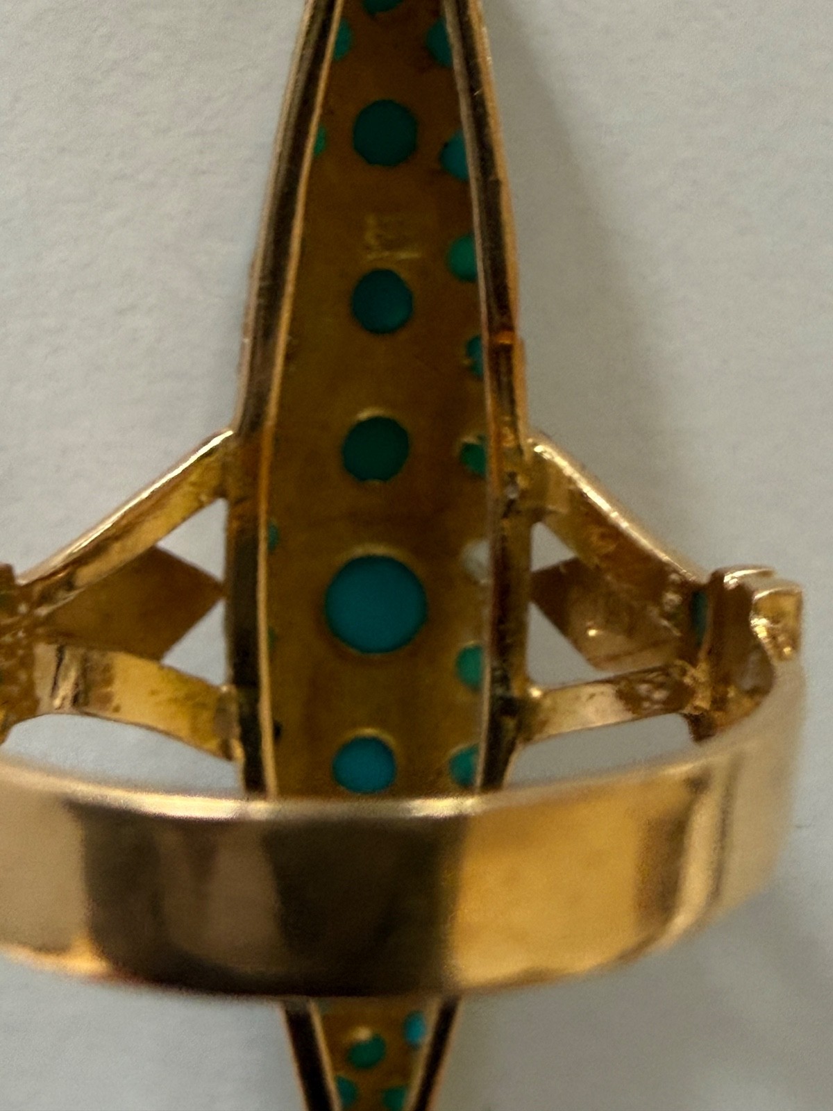 Antique Victorian 18K Gold (5.96gm) and Blue Stone Navette Ring Size 7-3/4