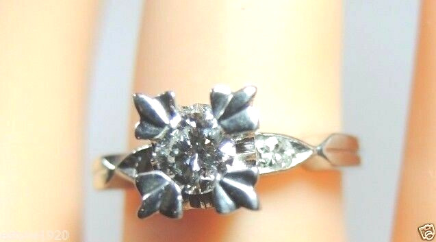 Antique Art Deco Diamond Engagement Platinum Ring Size 4.75 UK-J EGL USA