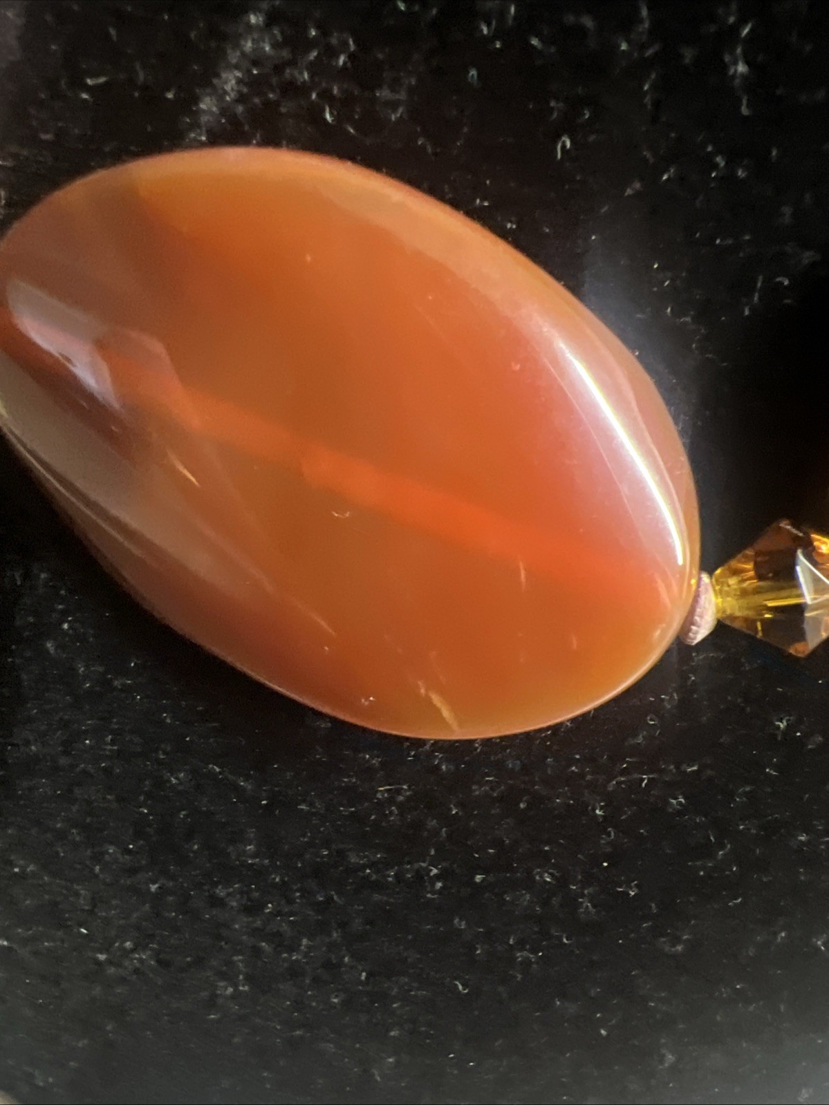 carnelian and crystal beaded necklace vintage 17″ long w/ 21/2″ extender