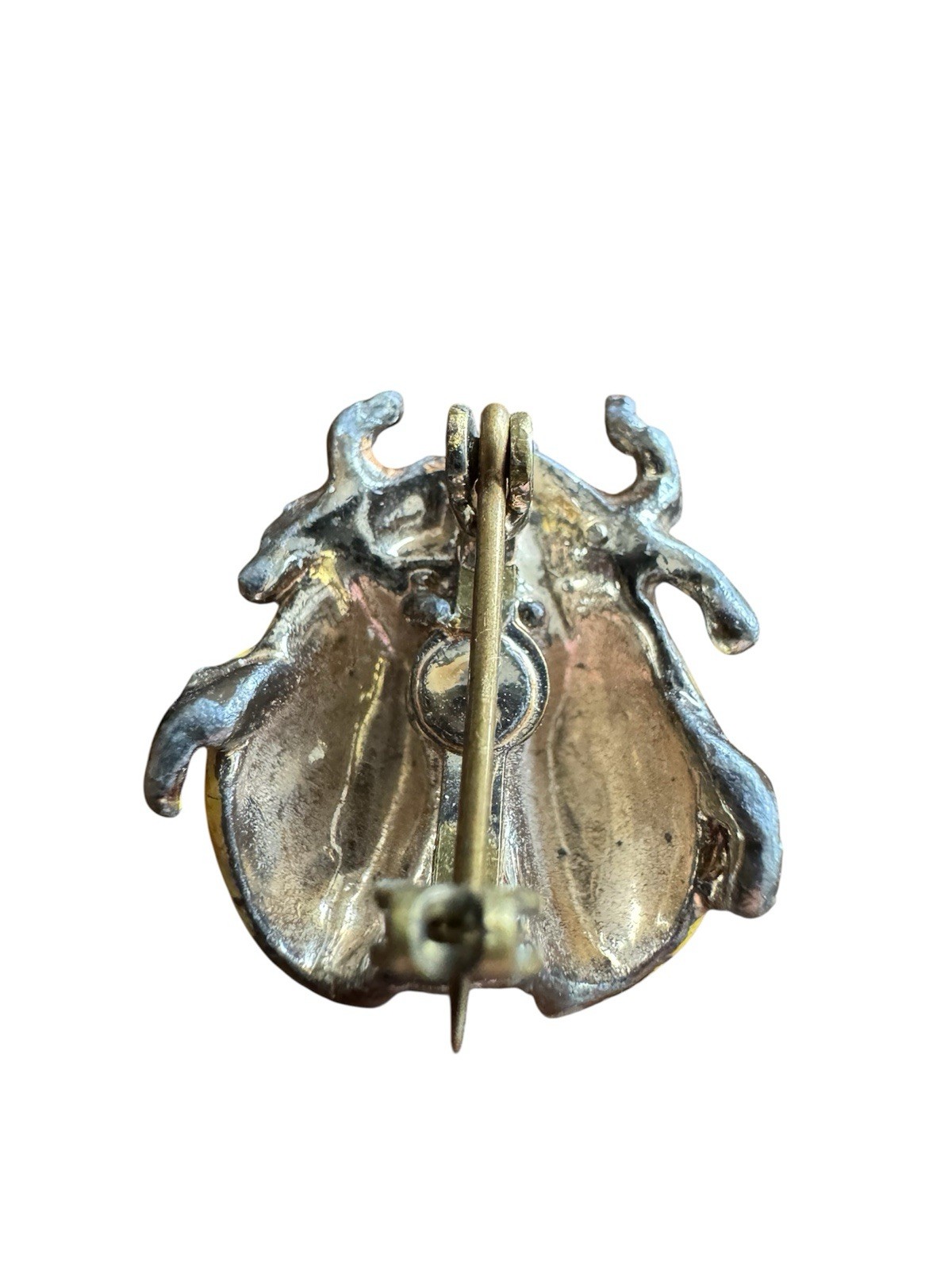 Set of 2 Vintage Small Silver Tone Ladybug Brooch Pins, Almost 1 Inch, Fair Cond