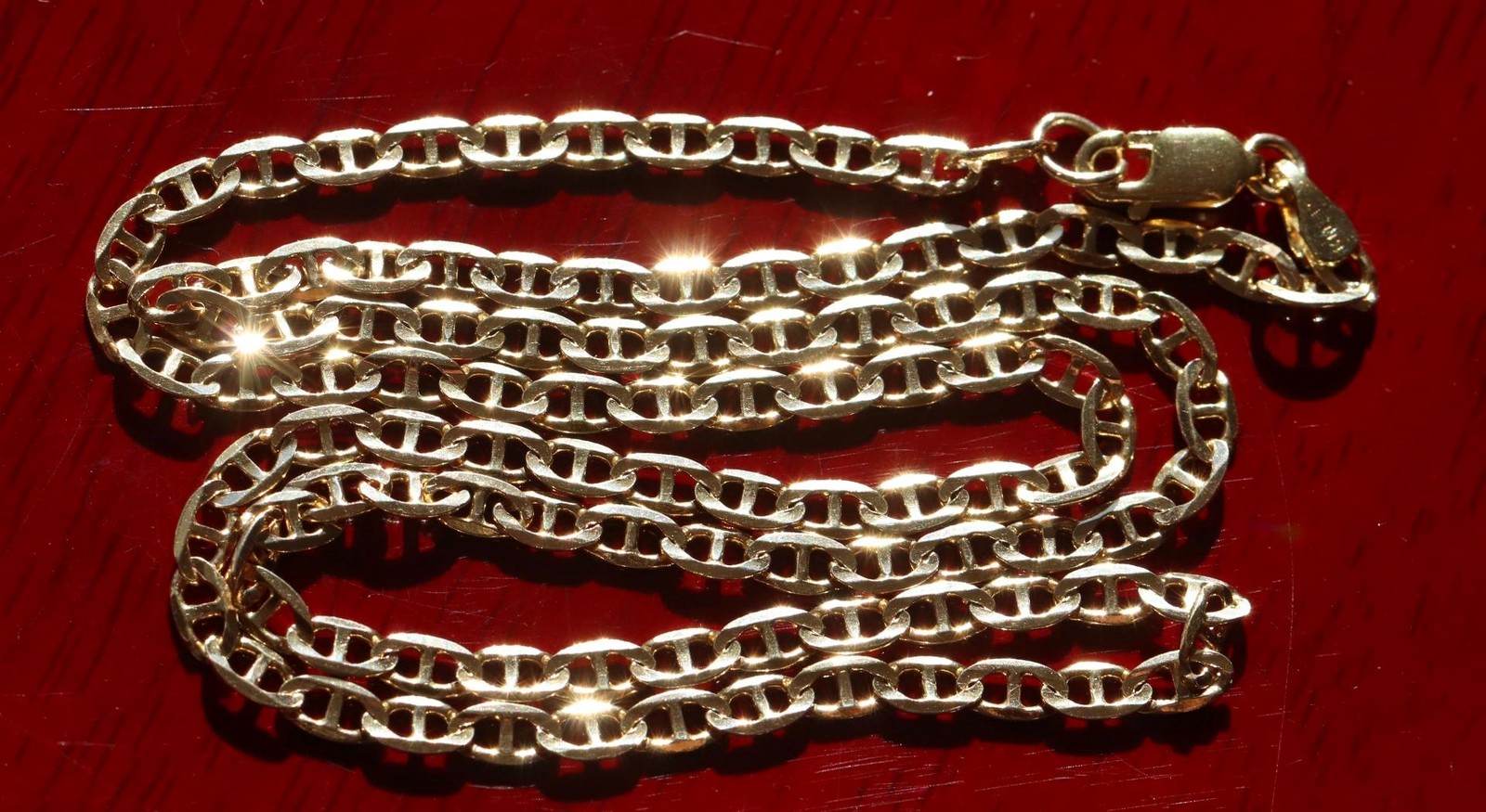 14k yellow gold necklace 19.5″ anchor / mariner link chain vintage 7.67gr N3502