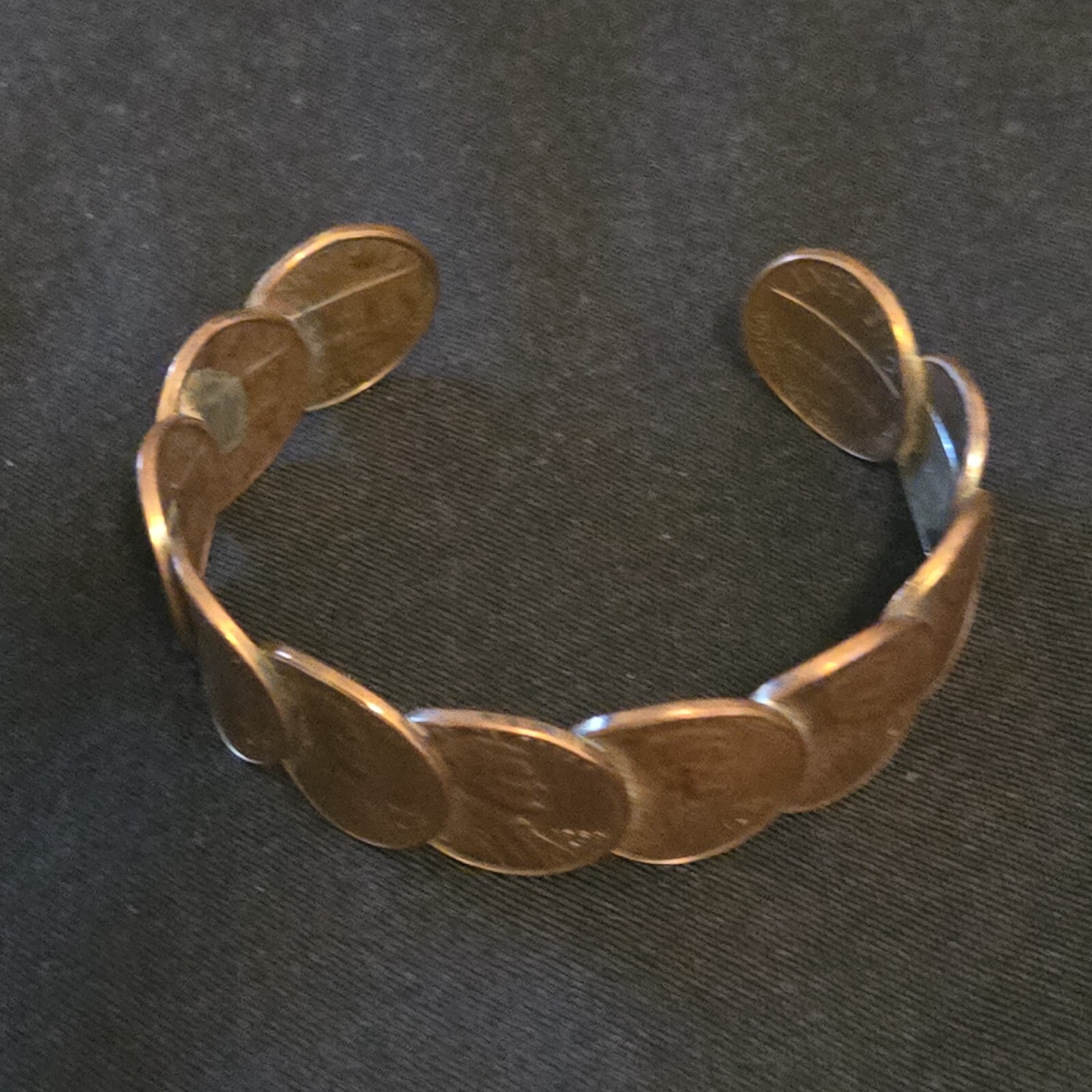 Bracelet Copper Penny Cuff Handmade 2⅜” Diameter Approximately Various Dates