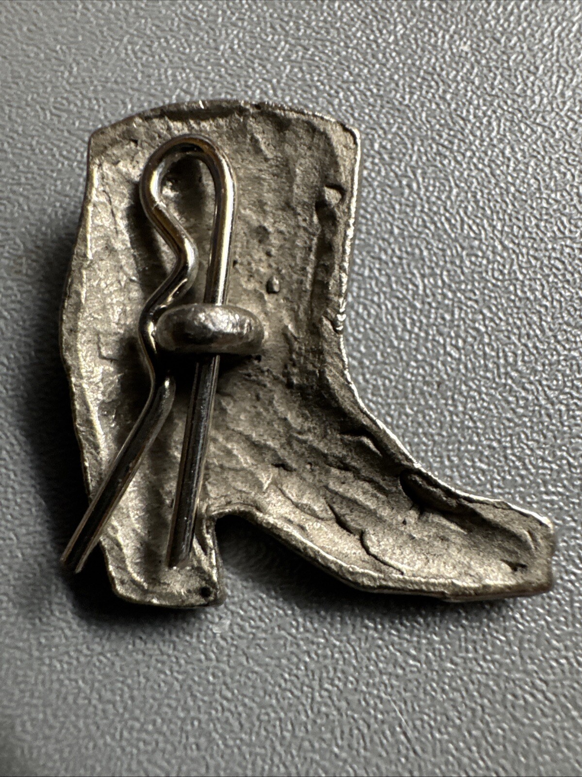 Silver Tone Small Cowboy Boot Charm Crafting 1” Pin Western
