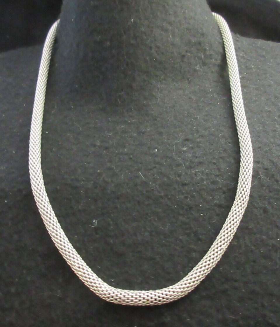 Vintage Silver Tone Mesh Chain Adjustable 18 3/4 – 21 1/2″ Long 3/16″ Thick
