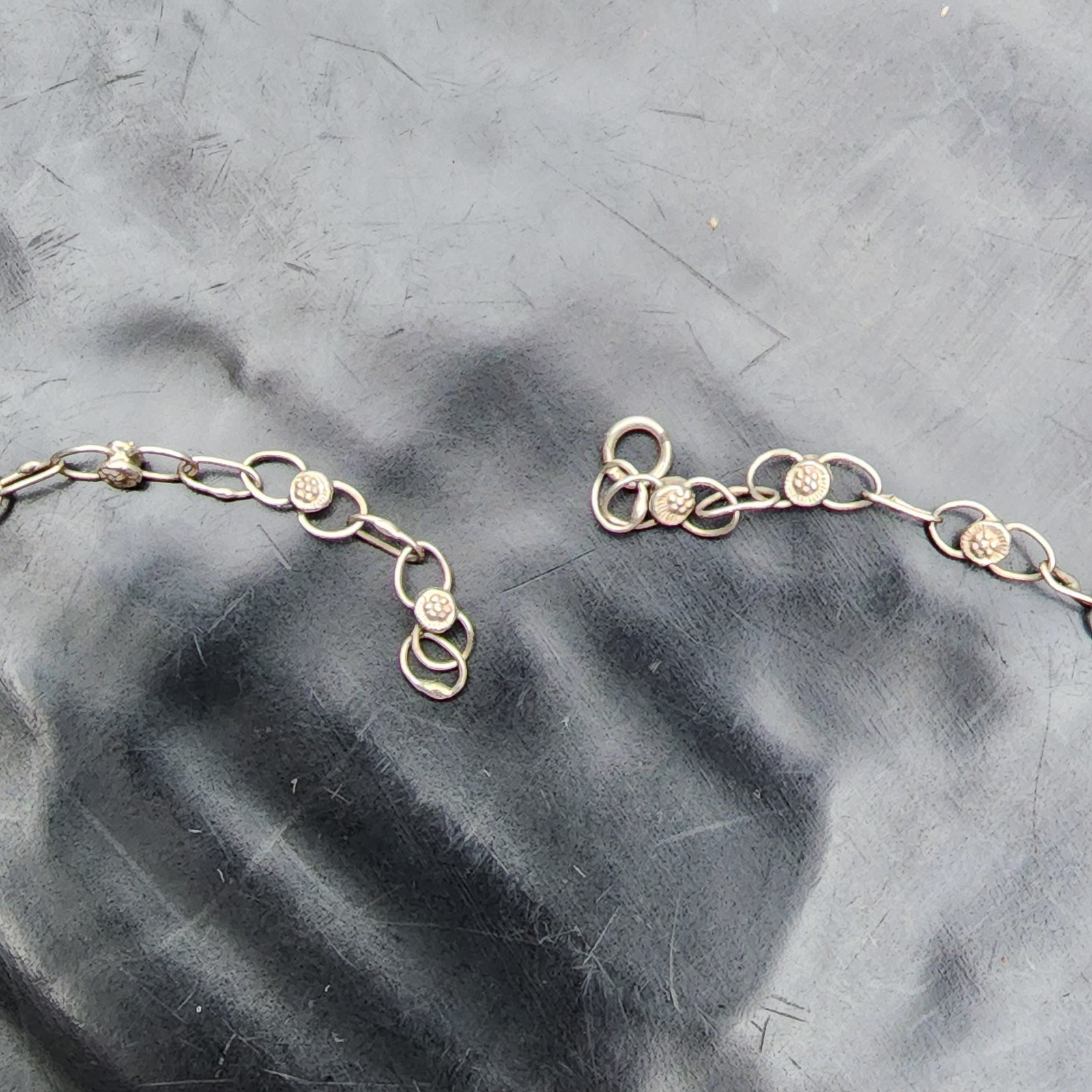 NO CLASP Sterling Silver 925 Filigree Flower Crystal Choker Collar Necklace 15IN
