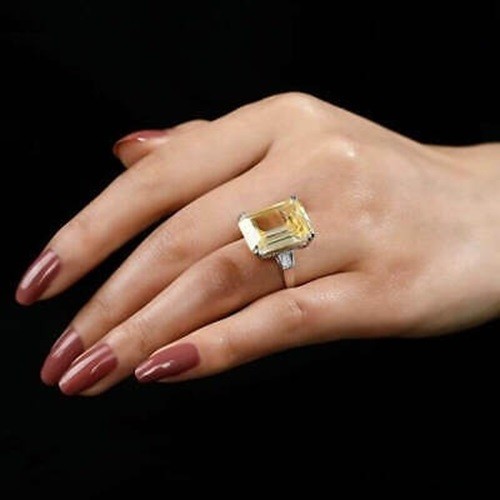 5.80 Ct Canary Diamond Art Deco Antique Vintage Wedding Ring 925 Sterling Silver
