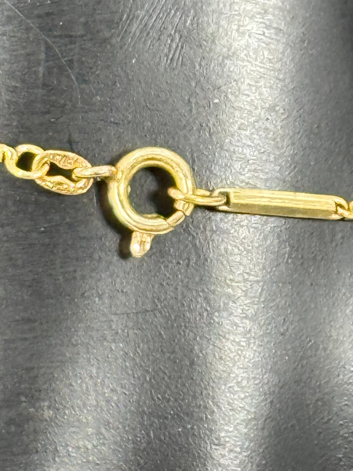 VTG Yellow Gold Filled Delicate Bar Link Chain Bracelet Blue Beads Germany 2 GR