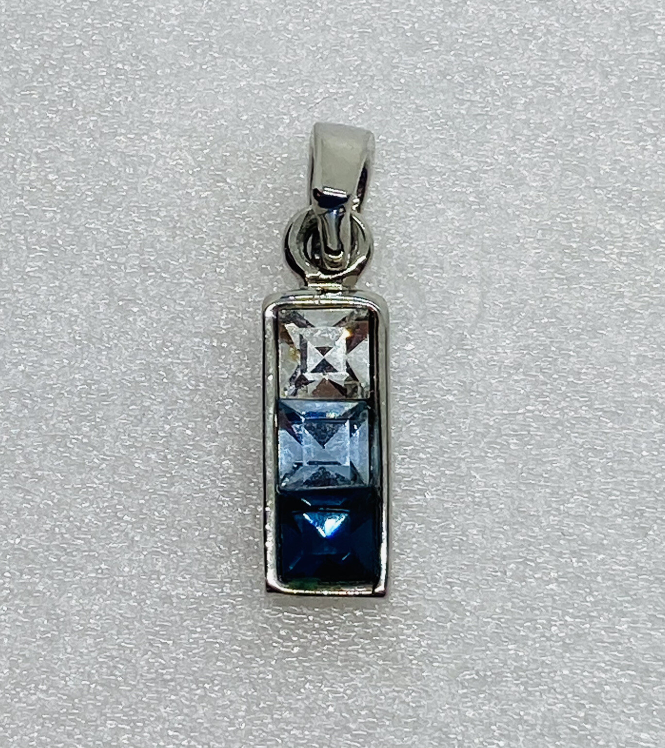Vintage 1980s Gemstone Necklace Pendant Cube Three Color Stones 23